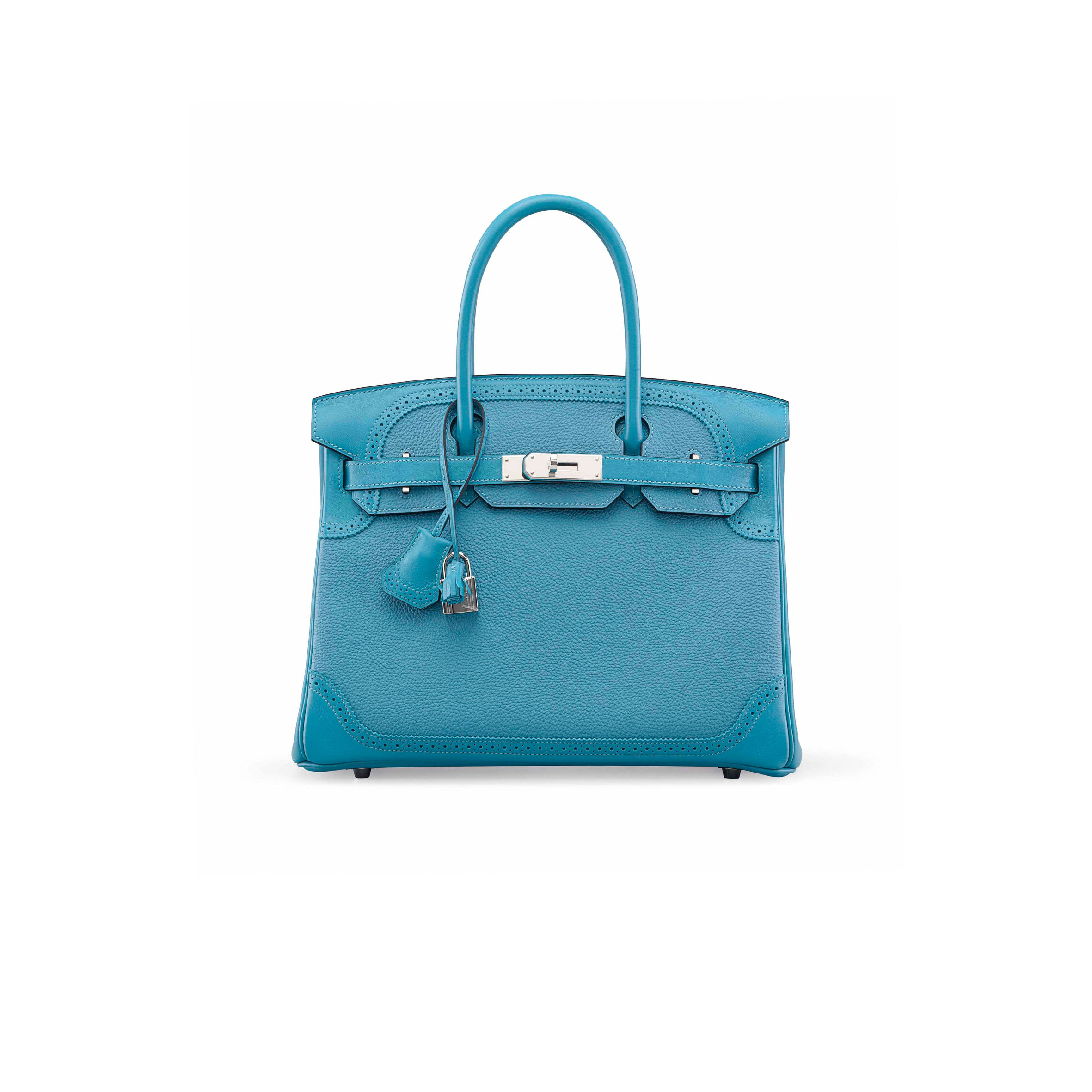 HERMÈS BIRKIN 30 LACE SERIES DENIM BLUE SILVER BUCKLE H082653CK69 (30*22*15cm)